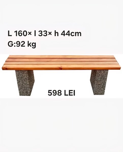 Banci si scaune din beton (cu elemente din lemn) diverse modele si dimensiu