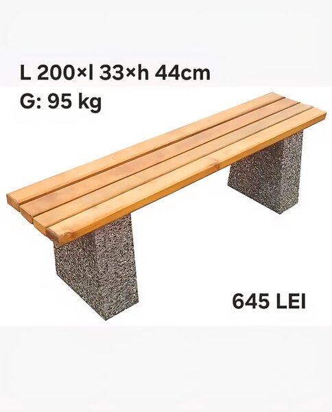 Banci si scaune din beton (cu elemente din lemn) diverse modele si dimensiu